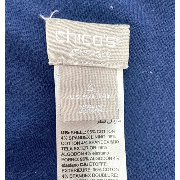 Chicos Zenergy Women 3 (16/18) Layered Blue White Striped Top Sleeveless Shirt - Picture 6 of 7